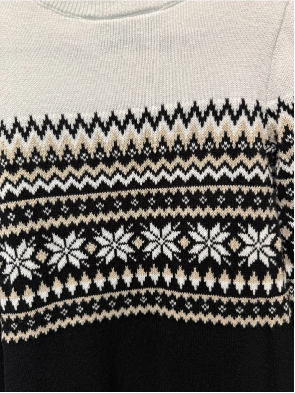The Children's Place Girls Fair Isle Pullover Sweater Black White Beige 5T